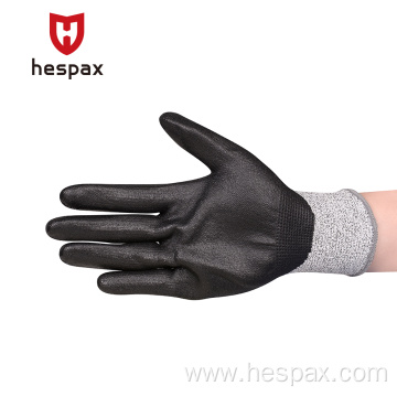 Hespax High Abrasion Work Gloves Anti-cut PU Coated